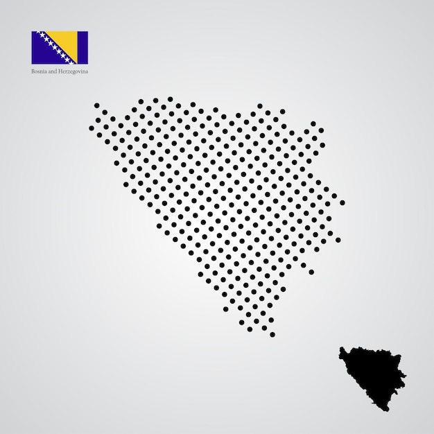 Bosnia and herzegovina map silhouette halftone style