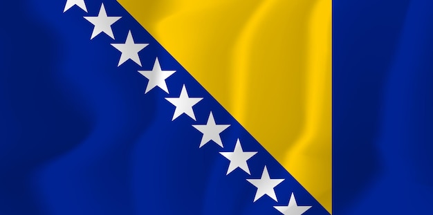 Bosnia and Herzegovina Waved Flag Vector Illustration Background