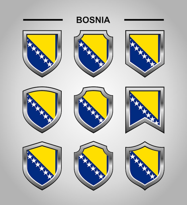 Vector bosnia national emblems flag with luxury shield