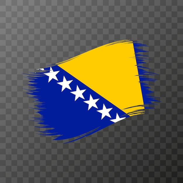 Bosnië en Herzegovina nationale vlag Grunge penseelstreek Vector illustratie op transparante achtergrond