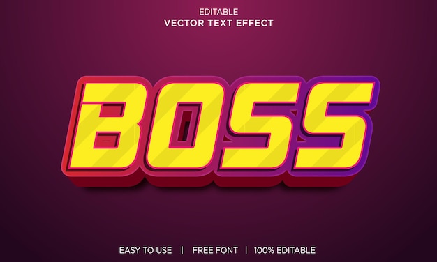 Boss 3d bewerkbaar teksteffect Premium Psd met achtergrond