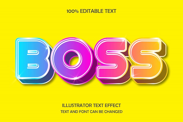 boss,3d editable text effect drop shadow style