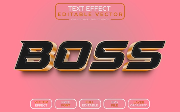 Boss 3d text effect editable eps vector file