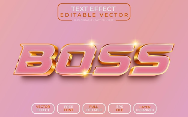 Boss 3d text effect editable eps vector file