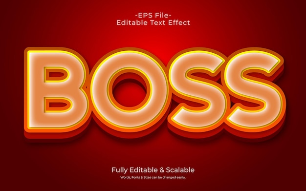 Boss 3D ベクター テキスト効果は完全に編集可能