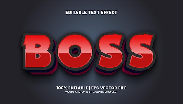 Boss colorful editable text effect 3d style