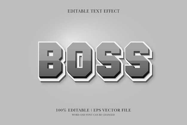 Boss Editable text Effect with 3d vector design