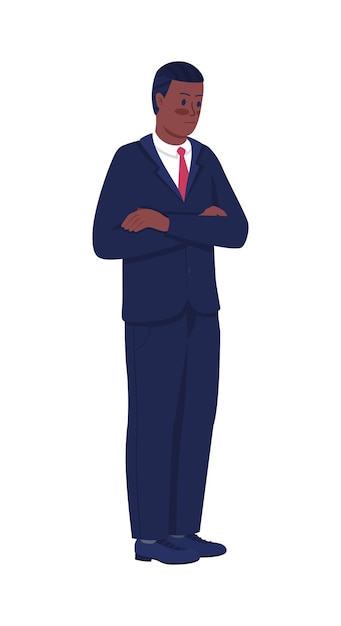 Boss with crossed arms semi flat color vector character