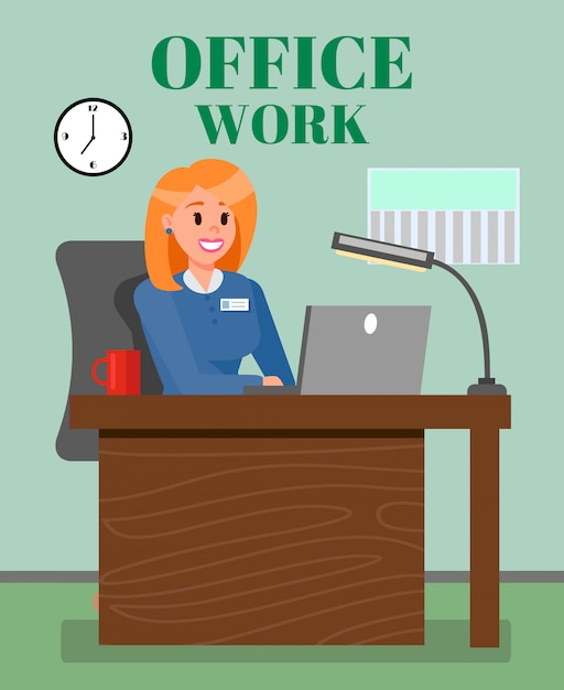 Boss working in office flat vector illustration