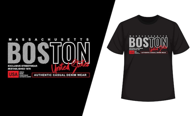 Boston denim streetwear t-shirt en kleding