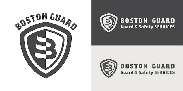 Boston guard and security service logo b logo shield logo