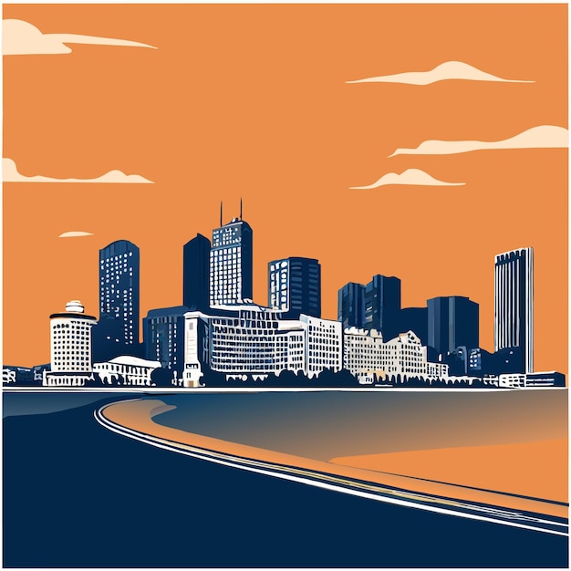 Vector boston skyline over rivier vector illustratie