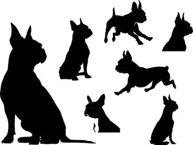 Boston Terrier Dog Silhouette Poses