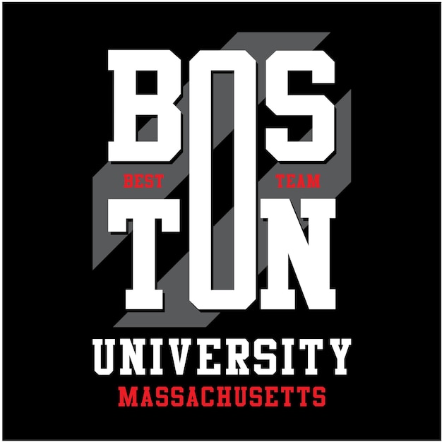 Grafica dell'università di boston per la tipografia magliette vettoriali premium