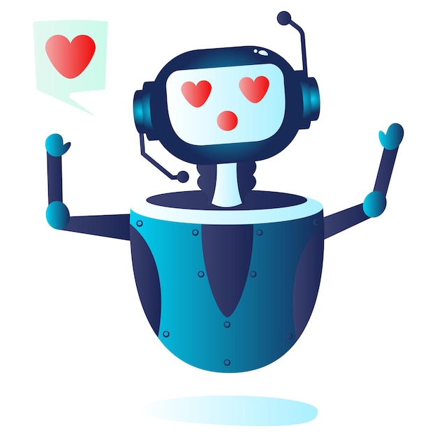 Bot in impressione emotiva vettore chatterbot conversazione chat online tramite testo o sintesi vocale