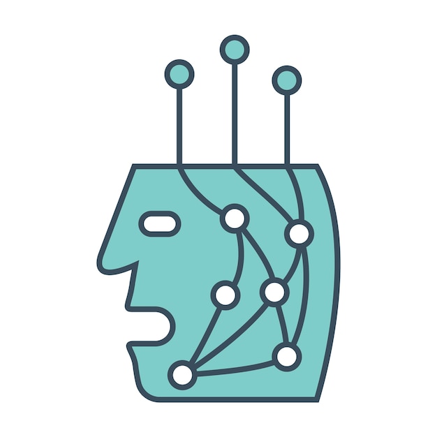 Bot head icon with neural network inside