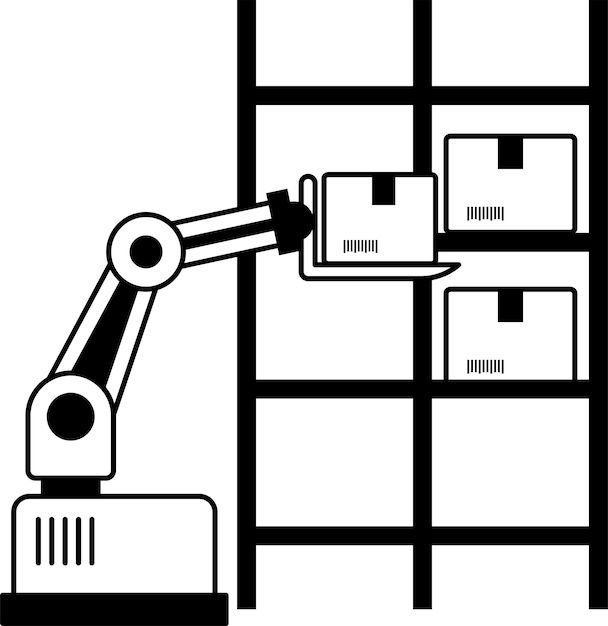 Vector bot sorteerder amr concept gelede robotarmen vector ontwerp magazijn automatisering industrieel