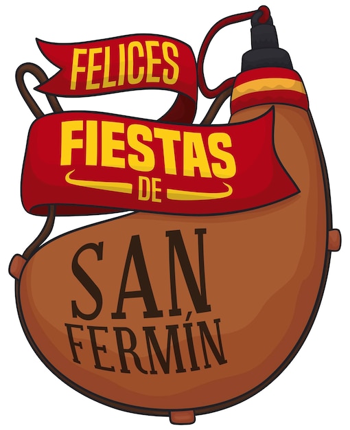 Vector bota bag with ribbons to celebrate a happy san fermin festival