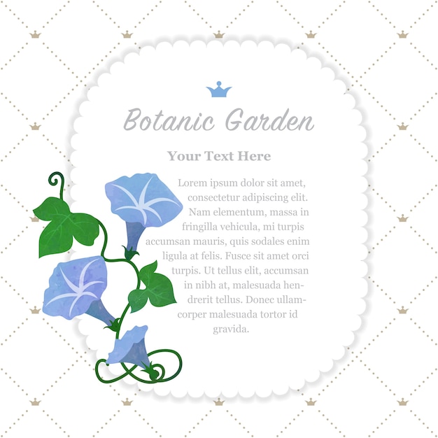 Botanic garden frame light blue morning glory