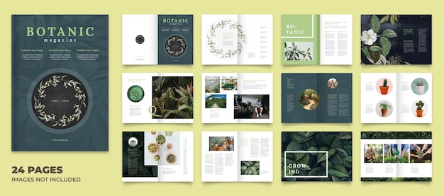 Botanic Magazine Layout with Green Accents