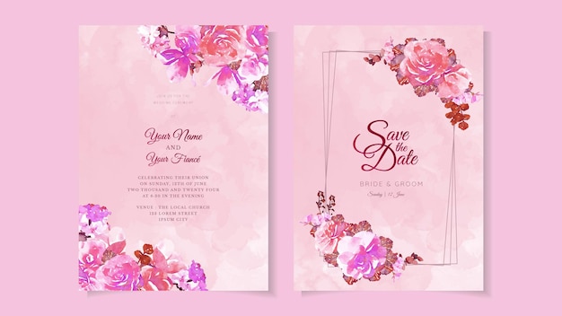 Botanic wedding invite wild flowers spring luxury floral ornament