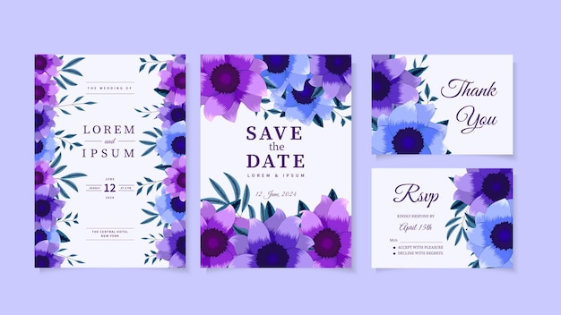 Botanic wedding nuptials invite card template wild flowers foliage