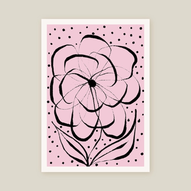 botanicaal collection floral black ink art hand painted flowers vector poster