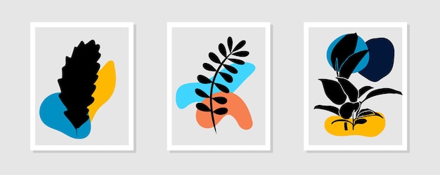 식물 추상 현대 중반 세기 현대 꽃 잎 boho 포스터 표지 템플릿