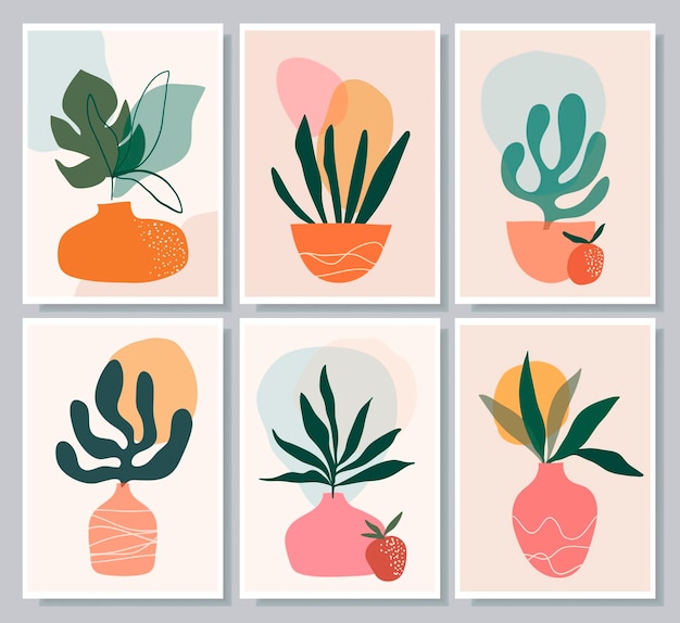 Botanical abstract wall art collection