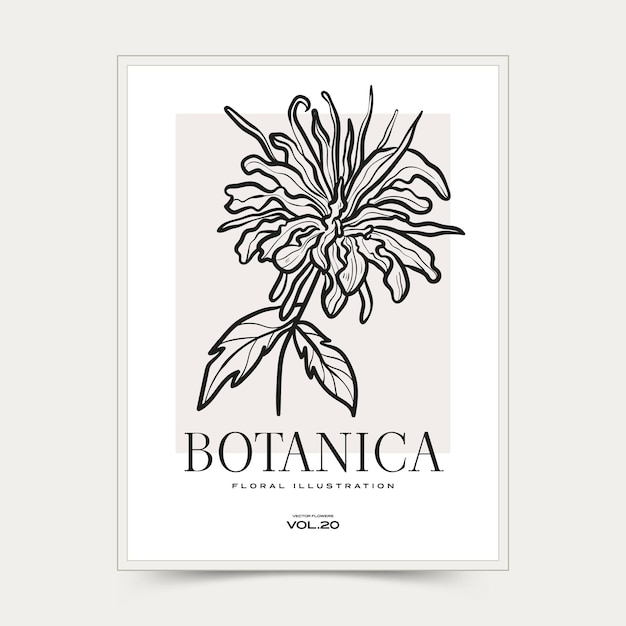 Arti murali astratte botaniche. collezione di poster floreali vettoriali.