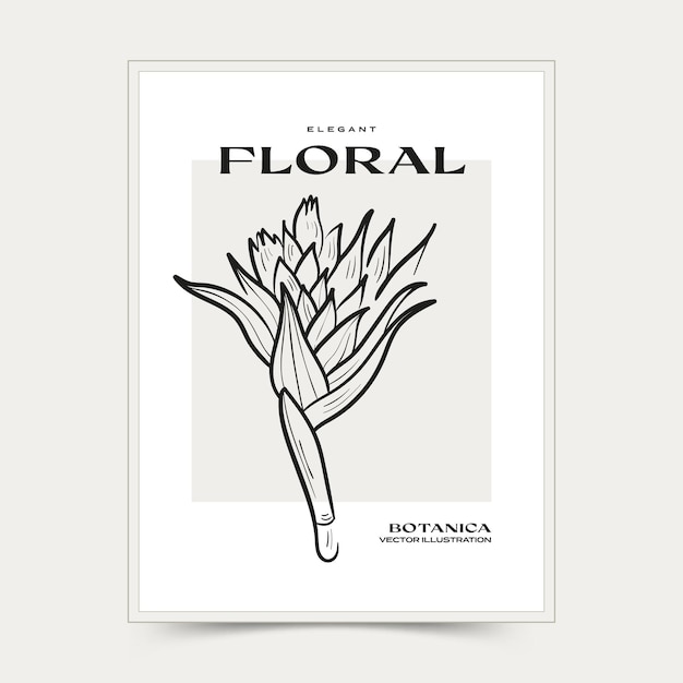 Botanical abstract wall arts. floral vector poster collection.