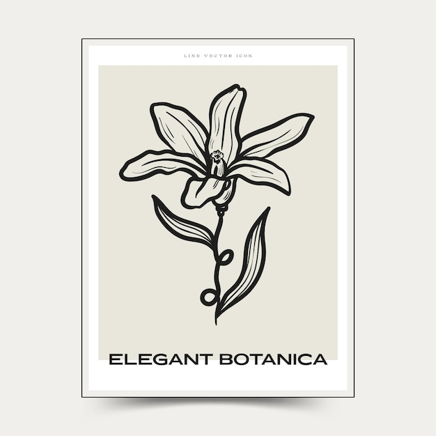 Ботанические абстрактные настенные искусства. Цветочные векторные коллекции плакатов.