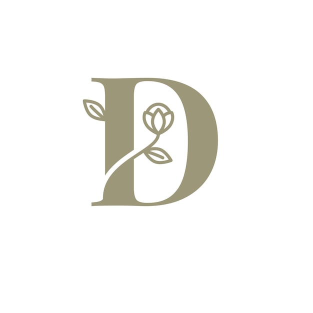 Botanical Alphabet Floral Letter D Logo