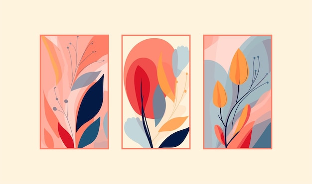 Botanical background with branches and leaves Botanical card poster banner cover
