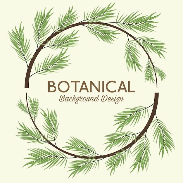 Botanical background with leaves wreath