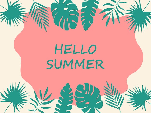 Ботанический баннер Hello Summer яркий график