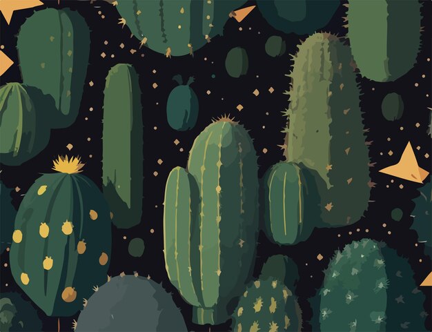 Botanical Bliss in 2D Seamless Cactus Patterns