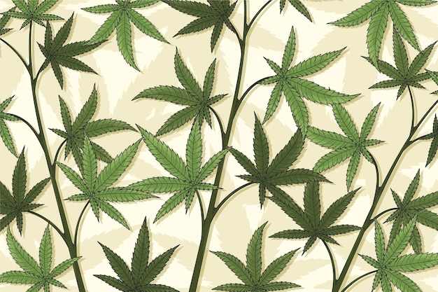 Vector botanical cannabis leaf background