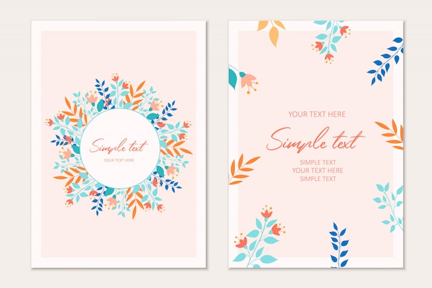 Botanical card template. invitation cards