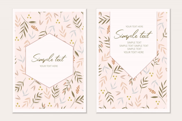 Botanical card template. invitation cards