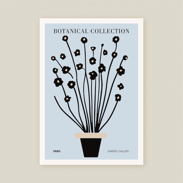 Collezione botanica poster stampabile mazzo di fiori arte