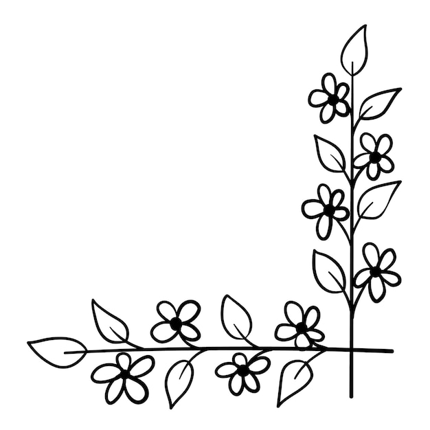 Vector botanical corner, ornament of flowers and leaves for decoration