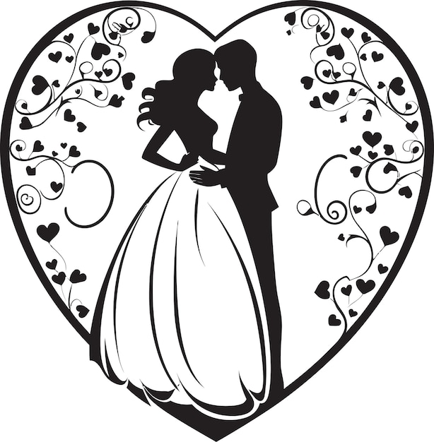 Vector botanical embrace stylish vector emblem wedded roses monochrome iconic mark