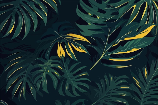 Vector botanical flat 2d monstera leaves art textile and design