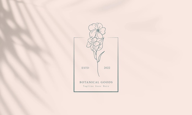 Botanical Floral element Hand Drawn Logo with Wild Flower and Leaves