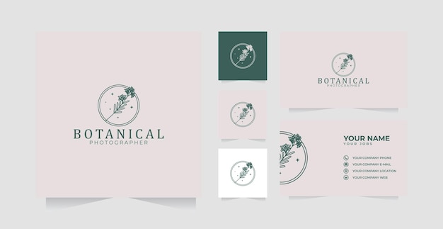 Botanical or flower logo and business card template