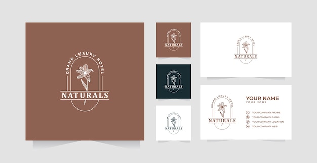 Botanical or flower logo and business card template