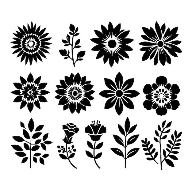 Botanical flowers silhouette