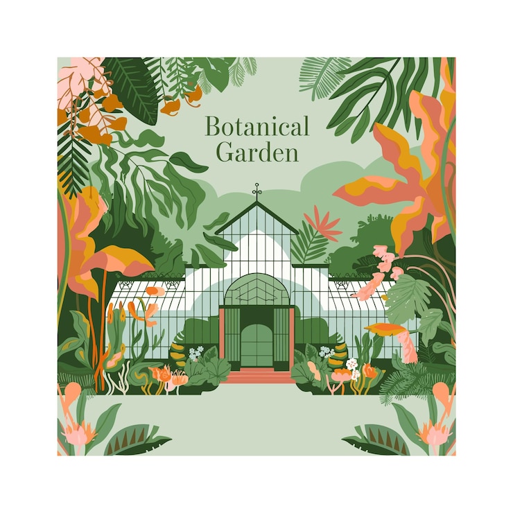 Vector botanical garden greenhouse