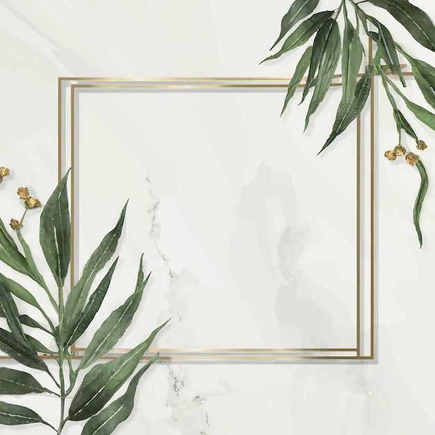 Botanical golden frame on a white background